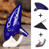 Aovoa Ocarina 12 Hole Alto C with Getting Started Guide Display Stand and Protective Bag (Blue)