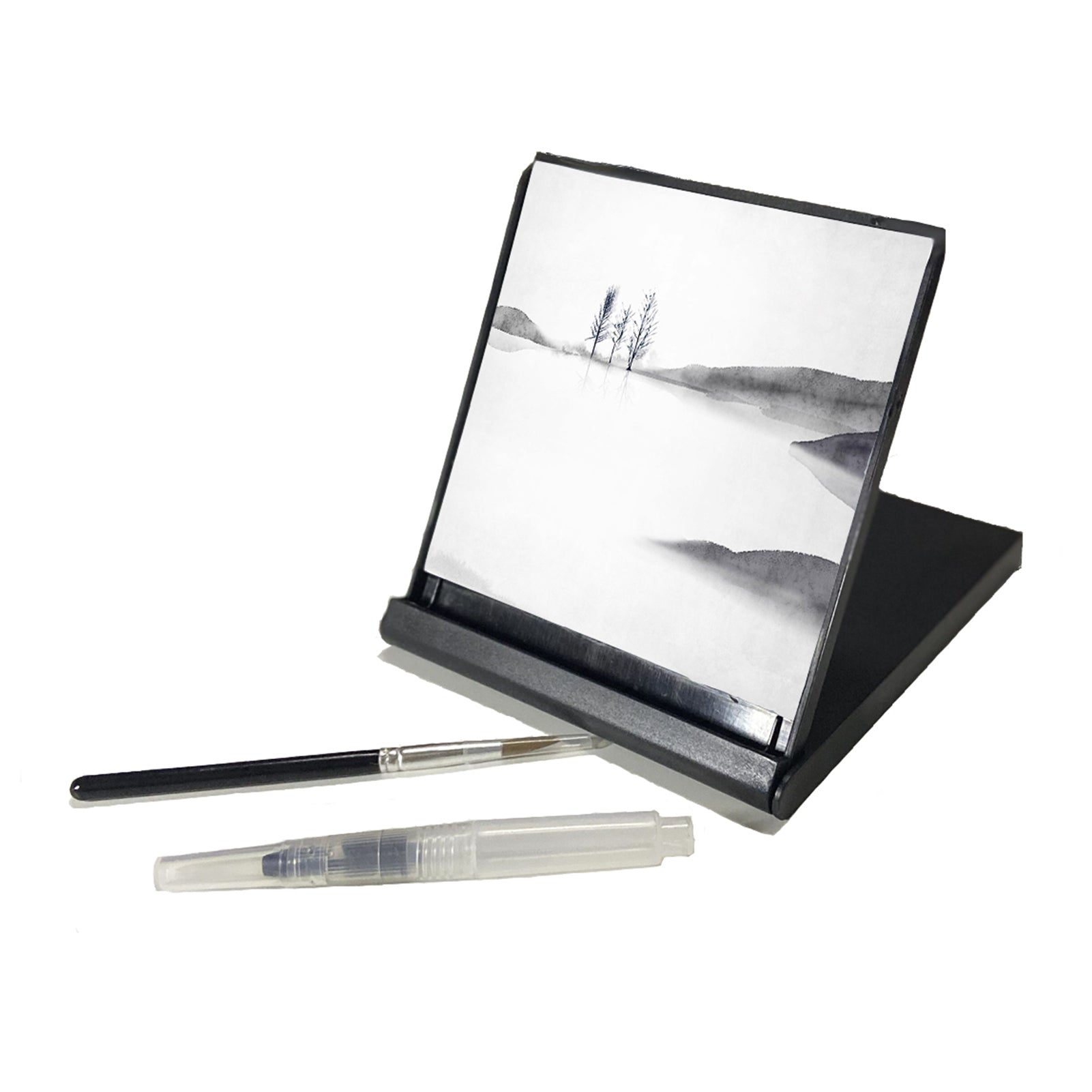 AOVOA Mini Water Drawing Board, Inkless Zen Meditation Board for Drawing,  Painting, Writing & Relaxation, Portable Travel Size with 2 Water Brushes  Lan Ting Xu